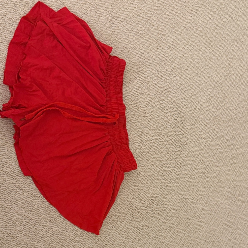 Red Elastic Waist Floaty Skirt